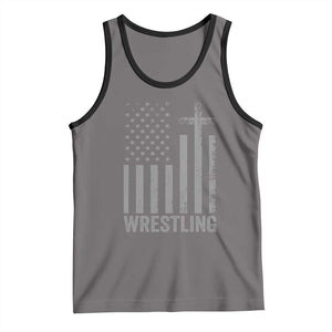 Faith Wrestling Tank Top Christian Wrestler American Flag Cross TS10 Deep Heather Black Print Your Wear