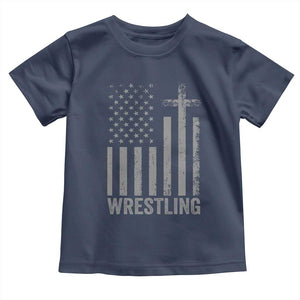 Faith Wrestling Toddler T Shirt Christian Wrestler American Flag Cross TS10 Navy Print Your Wear