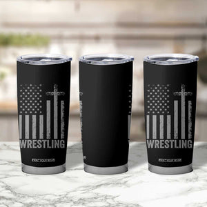 Faith Wrestling Tumbler Cup Christian Wrestler American Flag Cross TS10 Print Your Wear