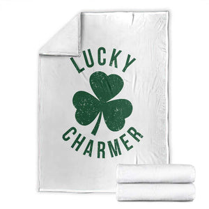 Funny Irish St Patricks Day Shamrock Throw Blanket Lucky Charmer TS10 White Print Your Wear