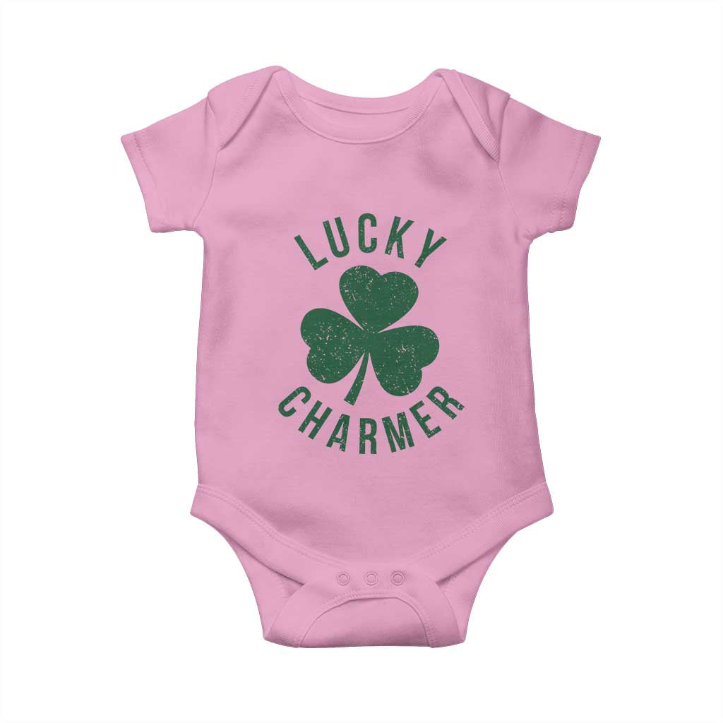 Funny Irish St Patricks Day Shamrock Baby Onesie Lucky Charmer TS10 Light Pink Print Your Wear