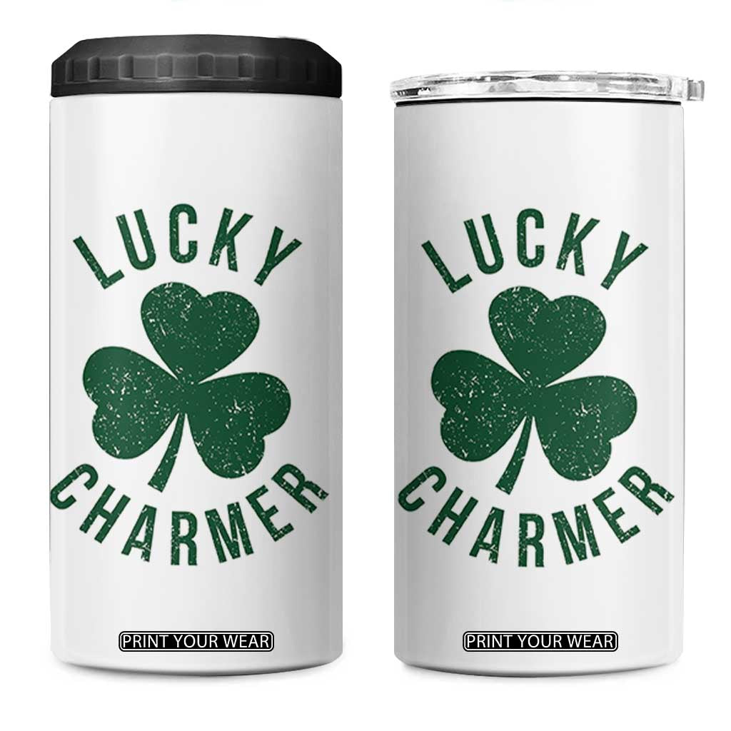Funny Irish St Patricks Day Shamrock 4 in 1 Can Cooler Tumbler Lucky Charmer TS10 One Size: 16 oz White Print Your Wear