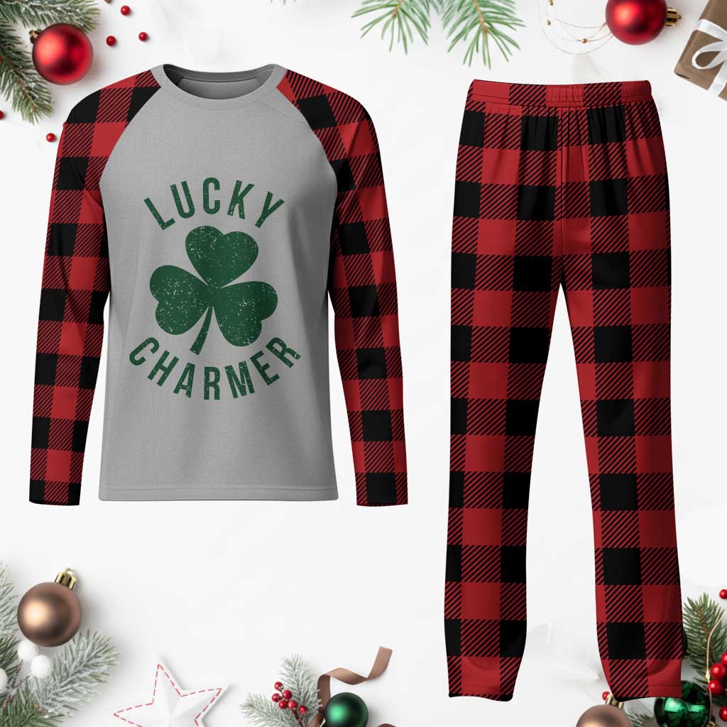 Funny Irish St Patricks Day Shamrock Plaid Pajama Set Lucky Charmer TS10 Buffalo Plaid Print Your Wear