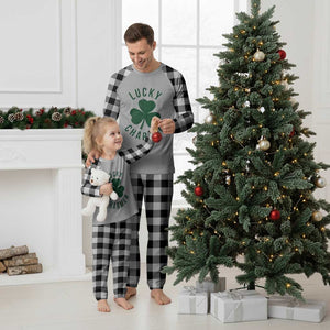 Funny Irish St Patricks Day Shamrock Plaid Pajama Set Lucky Charmer TS10 White Plaid Print Your Wear