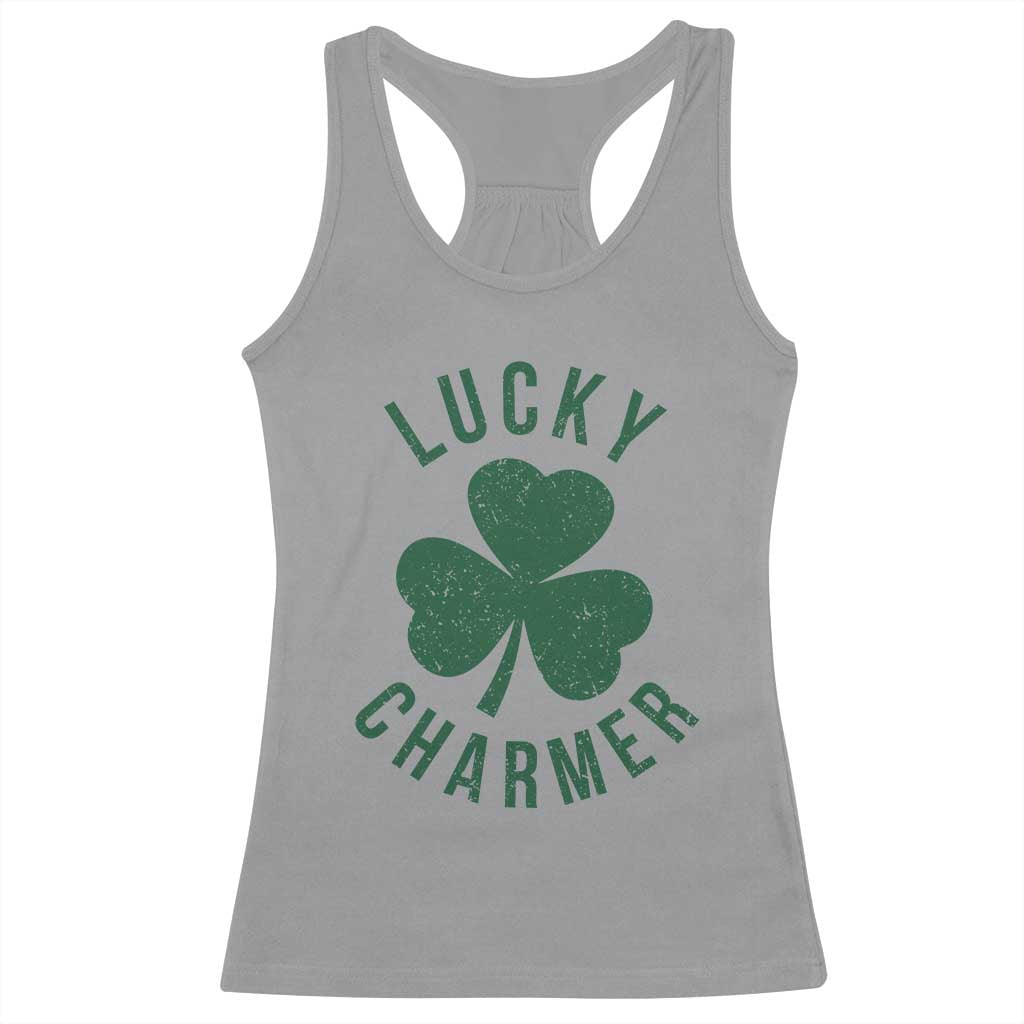 Funny Irish St Patricks Day Shamrock Racerback Tank Top Lucky Charmer TS10 Sport Gray Print Your Wear