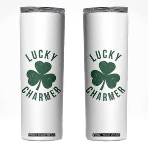 Funny Irish St Patricks Day Shamrock Skinny Tumbler Lucky Charmer TS10 White Print Your Wear