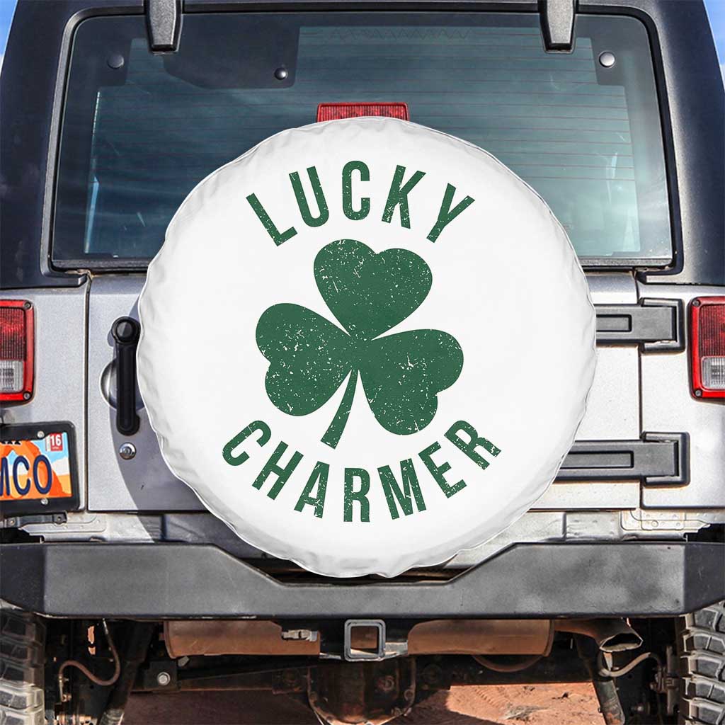 Funny Irish St Patricks Day Shamrock Spare Tire Cover Lucky Charmer TS10 No hole White Print Your Wear