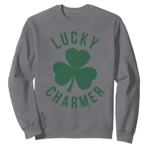 Funny Irish St Patricks Day Shamrock Sweatshirt Lucky Charmer TS10 Charcoal Print Your Wear