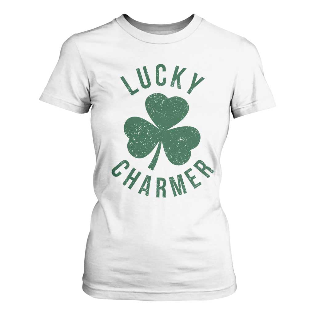 Funny Irish St Patricks Day Shamrock T Shirt For Women Lucky Charmer TS10 White Print Your Wear