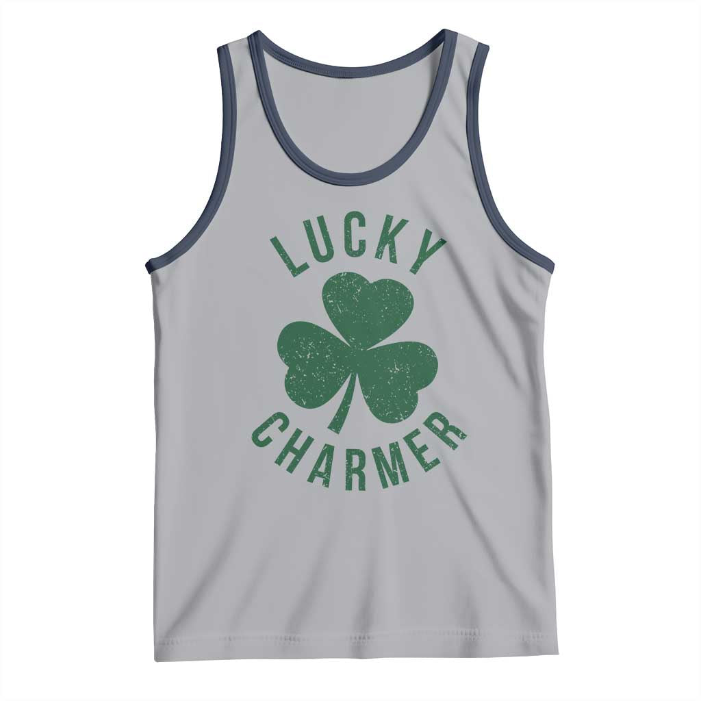 Funny Irish St Patricks Day Shamrock Tank Top Lucky Charmer TS10 Athletic Heather Navy Print Your Wear