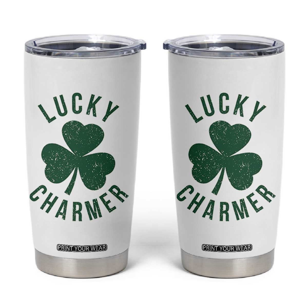 Funny Irish St Patricks Day Shamrock Tumbler Cup Lucky Charmer TS10 White Print Your Wear