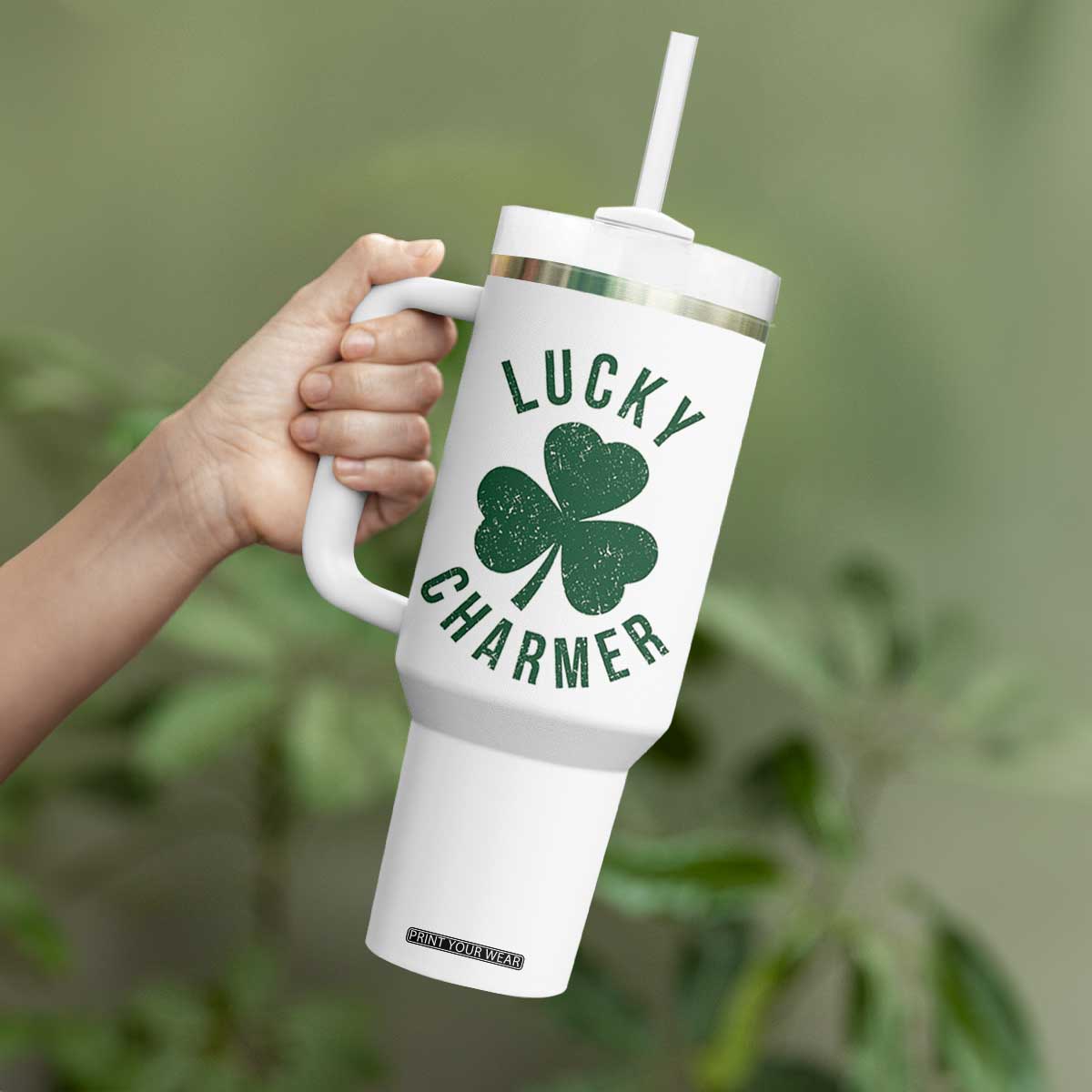 Funny Irish St Patricks Day Shamrock Tumbler With Handle Lucky Charmer TS10 Print Your Wear