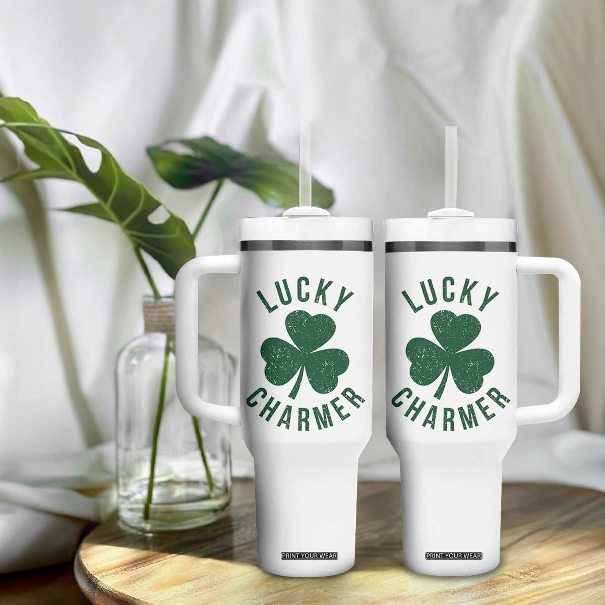 Funny Irish St Patricks Day Shamrock Tumbler With Handle Lucky Charmer TS10 Print Your Wear