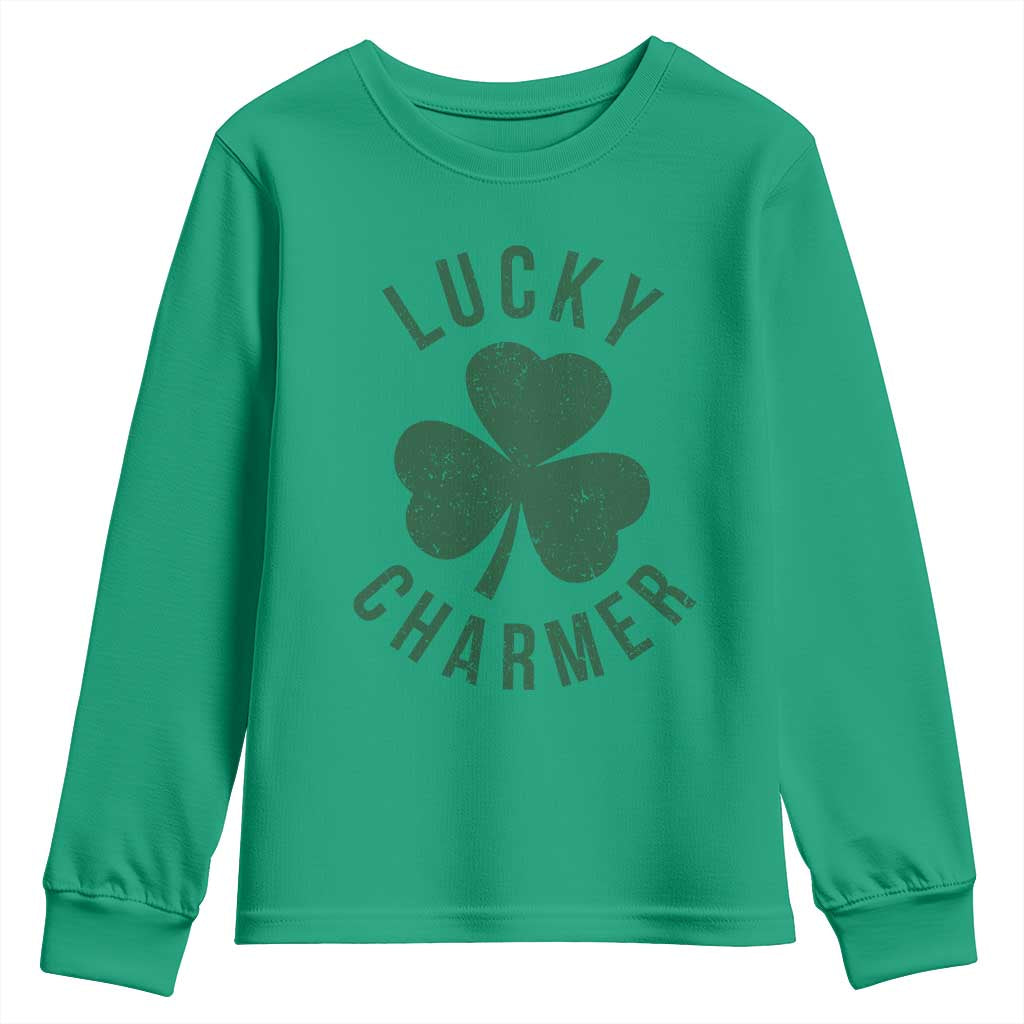 Funny Irish St Patricks Day Shamrock Youth Sweatshirt Lucky Charmer TS10 Irish Green Print Your Wear
