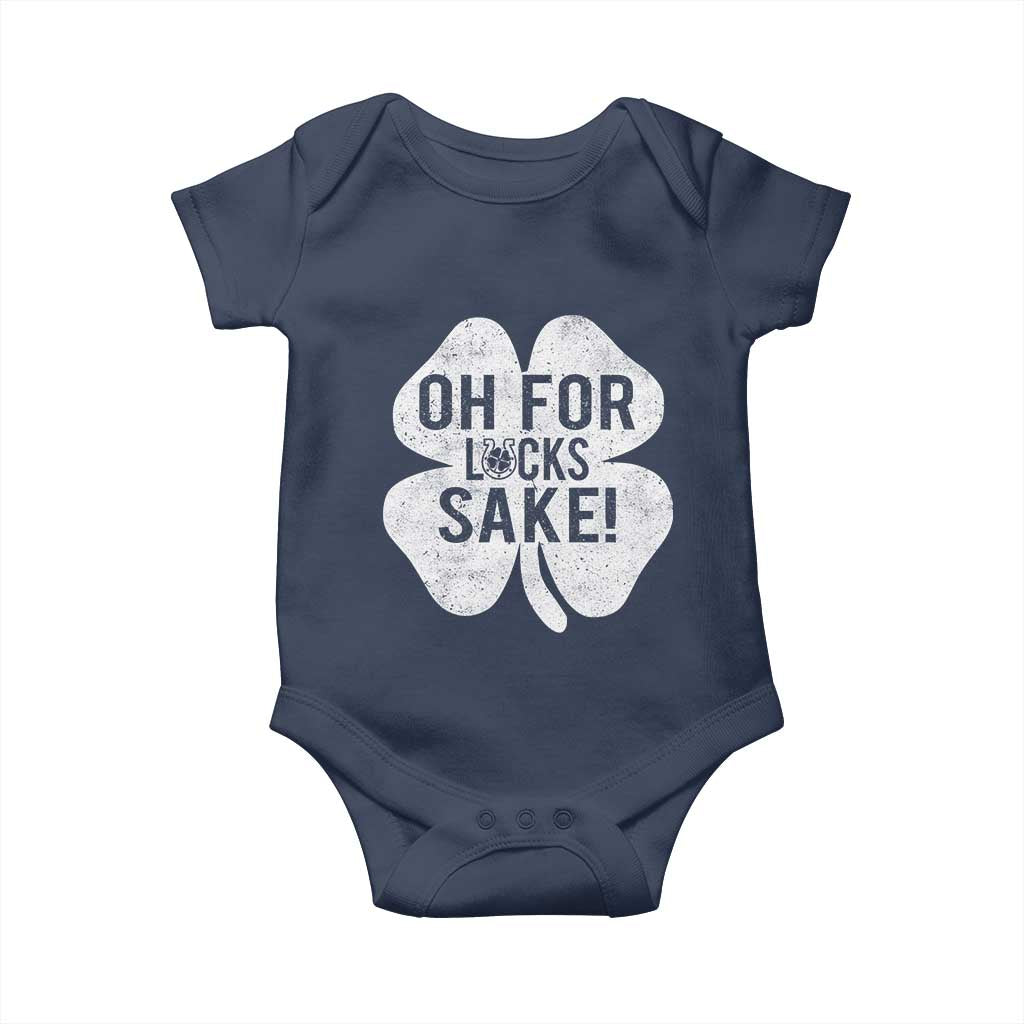 Funny Irish St Patricks Day Shamrock Baby Onesie Oh For Lucks Sake TS10 Navy Print Your Wear