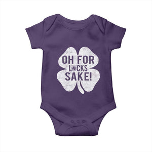 Funny Irish St Patricks Day Shamrock Baby Onesie Oh For Lucks Sake TS10 Purple Print Your Wear