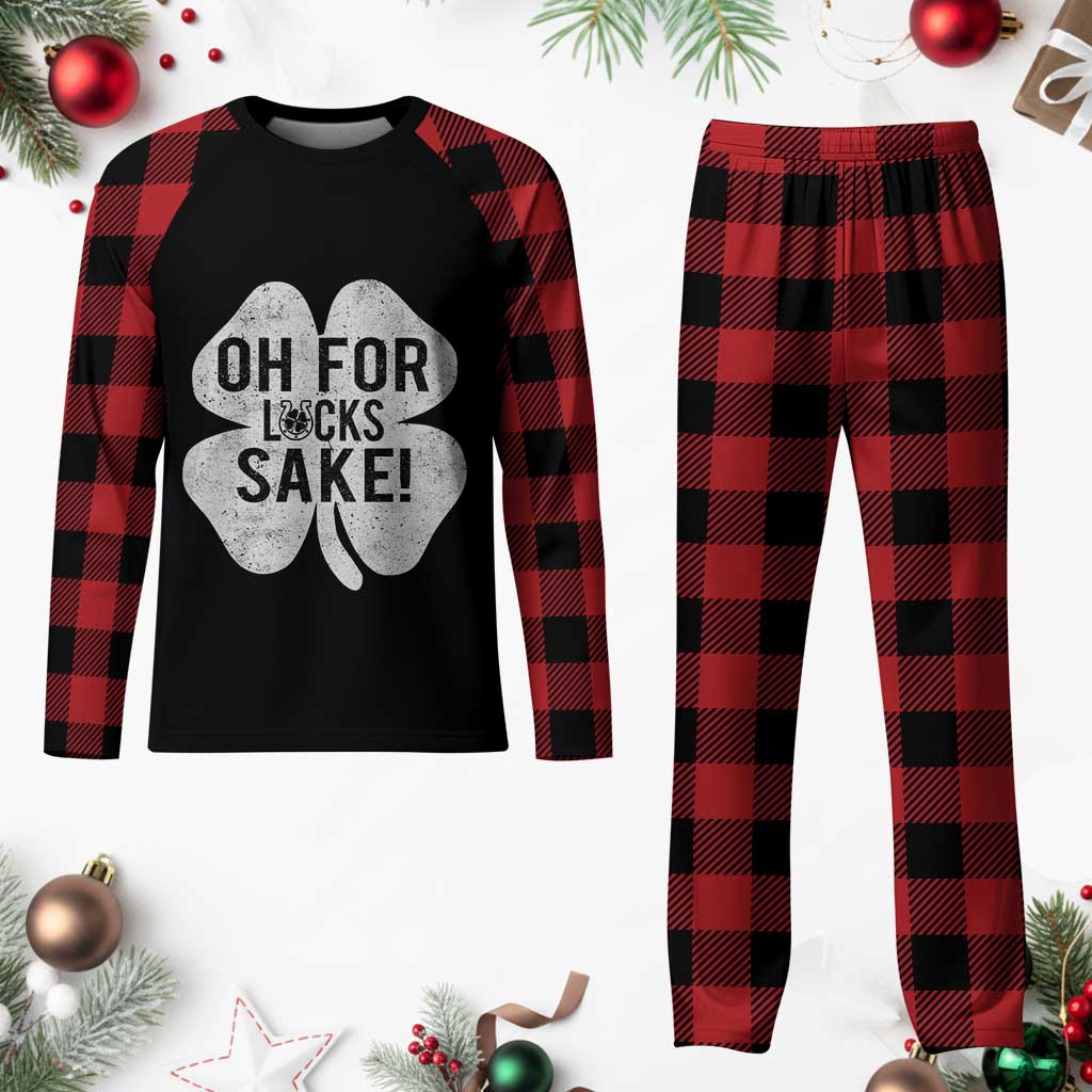 Funny Irish St Patricks Day Shamrock Plaid Pajama Set Oh For Lucks Sake TS10 Buffalo Plaid Print Your Wear