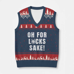 Funny Irish St Patricks Day V-Neck Knit Sweater Vest Oh For Lucks Sake Shamrock TS10 Navy Red Print Your Wear