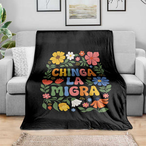 Chinga La Migra Throw Blanket Funny Boho Floral Resist Retro Pro Immigration TS10 Print Your Wear