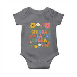 Chinga La Migra Baby Onesie Funny Boho Floral Resist Retro Pro Immigration TS10 Charcoal Print Your Wear