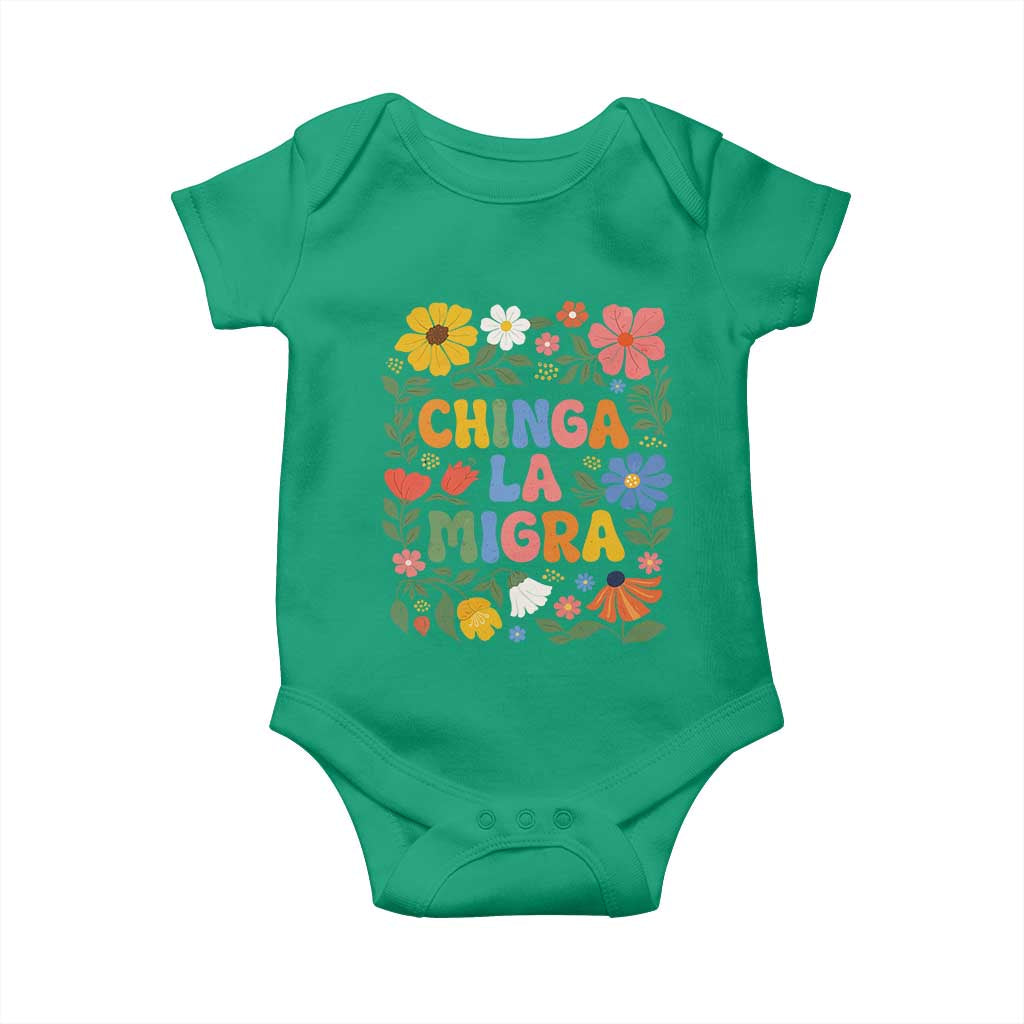 Chinga La Migra Baby Onesie Funny Boho Floral Resist Retro Pro Immigration TS10 Irish Green Print Your Wear