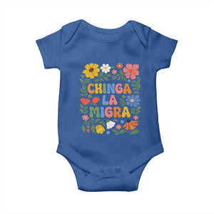 Chinga La Migra Baby Onesie Funny Boho Floral Resist Retro Pro Immigration TS10 Royal Blue Print Your Wear