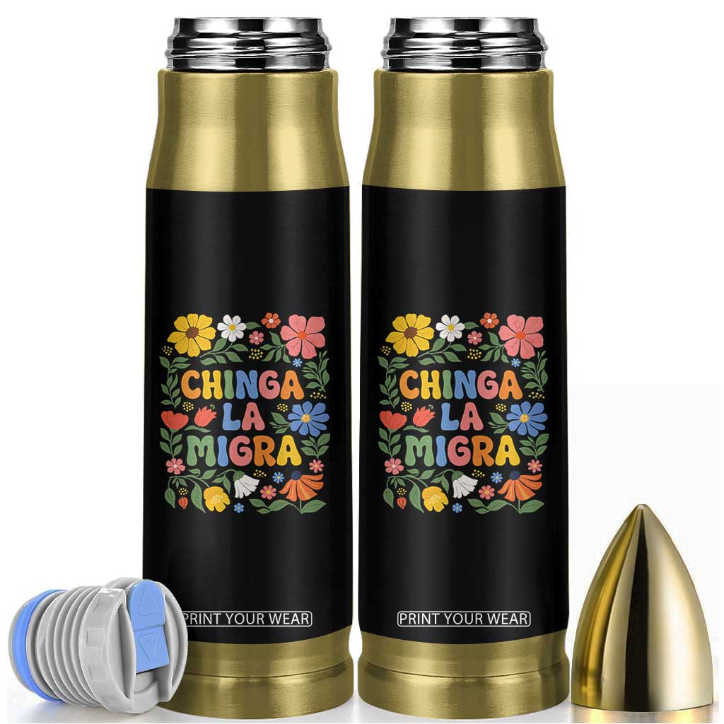 Chinga La Migra Bullet Tumbler Funny Boho Floral Resist Retro Pro Immigration TS10 Black Print Your Wear