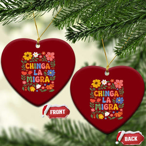 Chinga La Migra Ceramic Ornament Funny Boho Floral Resist Retro Pro Immigration TS10 Print Your Wear