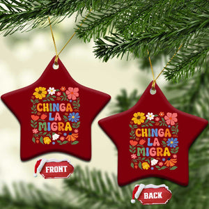 Chinga La Migra Ceramic Ornament Funny Boho Floral Resist Retro Pro Immigration TS10 Print Your Wear