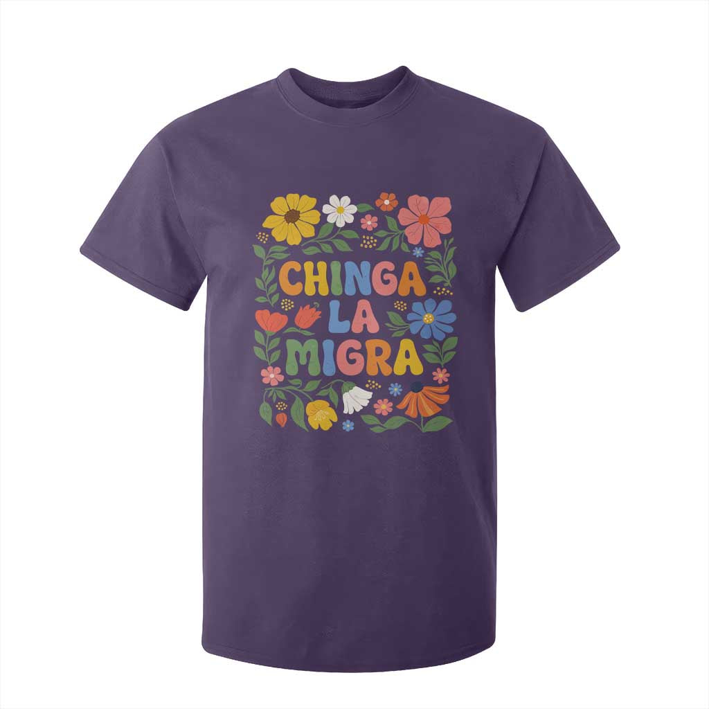 Chinga La Migra T Shirt For Kid Funny Boho Floral Resist Retro Pro Immigration TS10 Purple Print Your Wear