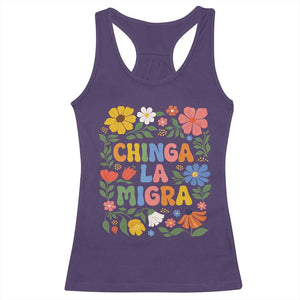 Chinga La Migra Racerback Tank Top Funny Boho Floral Resist Retro Pro Immigration TS10 Purple Print Your Wear