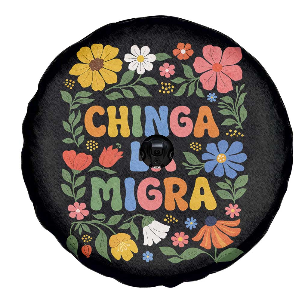 Chinga La Migra Spare Tire Cover Funny Boho Floral Resist Retro Pro Immigration TS10 Print Your Wear