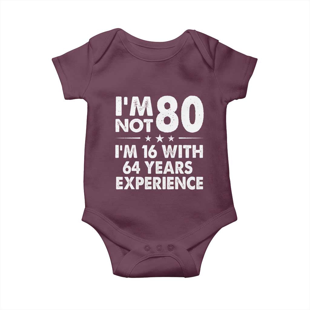 80th Birthday Baby Onesie Funny Saying Retro Vintage 80 Year Old Gift TS10 Maroon Print Your Wear