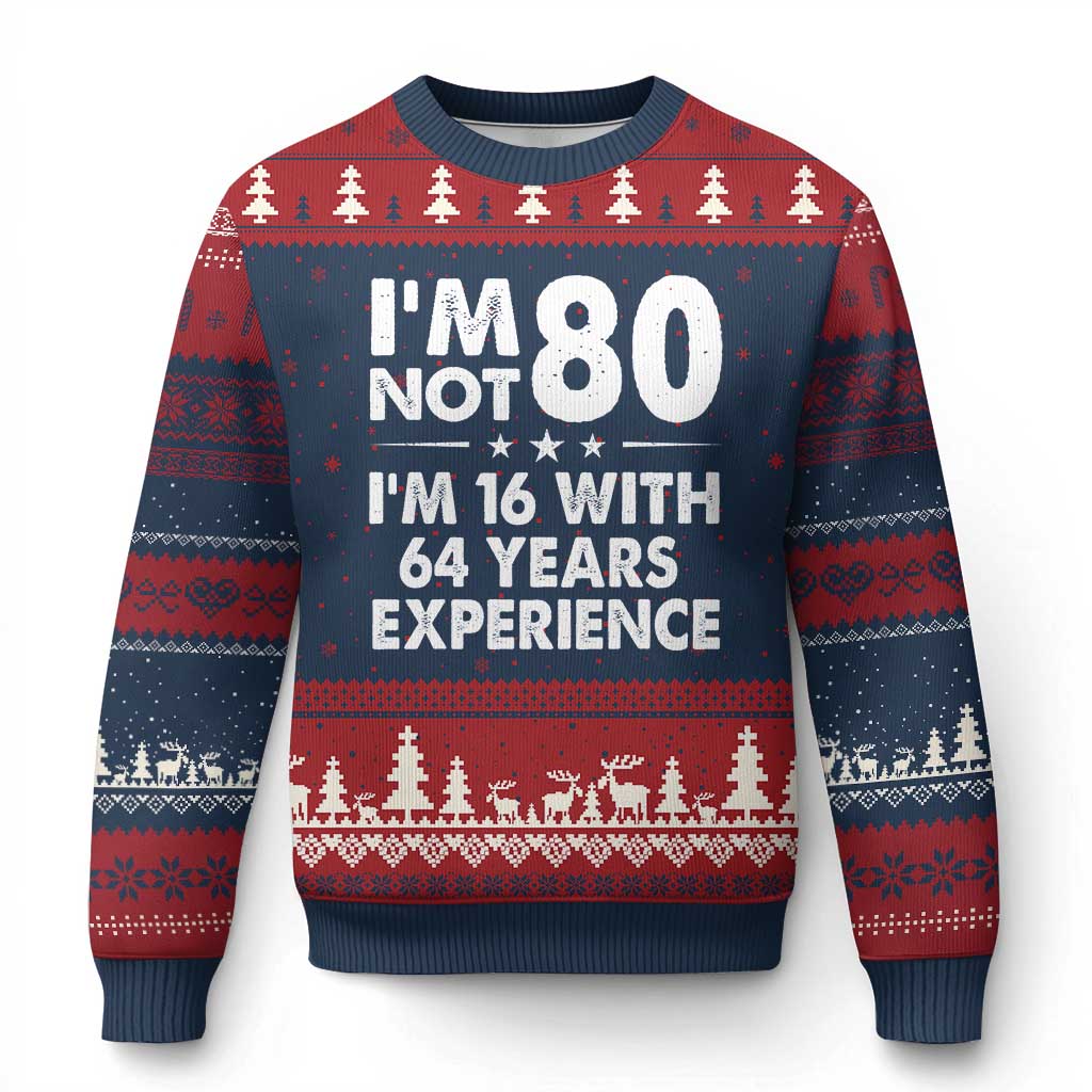 80th Birthday Ugly Christmas Sweater Funny Saying Retro Vintage 80 Year Old Gift TS10 Navy Red Print Your Wear