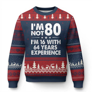 80th Birthday Ugly Christmas Sweater Funny Saying Retro Vintage 80 Year Old Gift TS10 Navy Red Print Your Wear