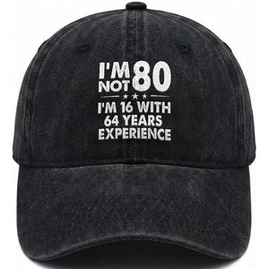 80th Birthday Washed Cotton Baseball Cap Funny Saying Retro Vintage 80 Year Old Gift TS10 Print Your Wear