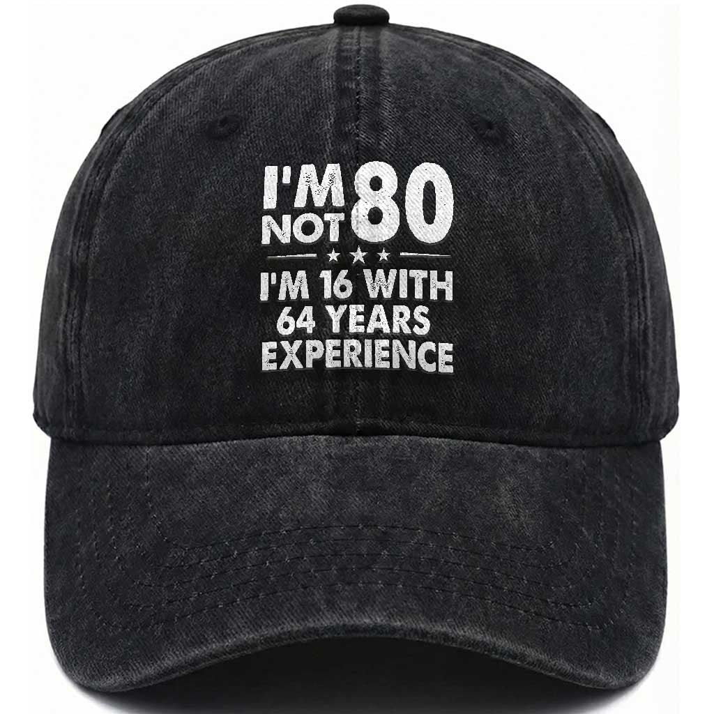 80th Birthday Washed Cotton Baseball Cap Funny Saying Retro Vintage 80 Year Old Gift TS10 Print Your Wear