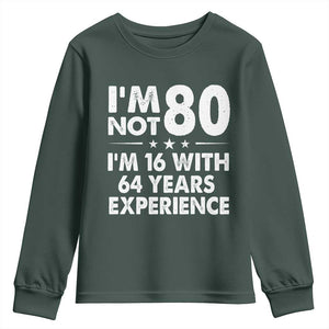 80th Birthday Youth Sweatshirt Funny Saying Retro Vintage 80 Year Old Gift TS10 Dark Forest Green Print Your Wear