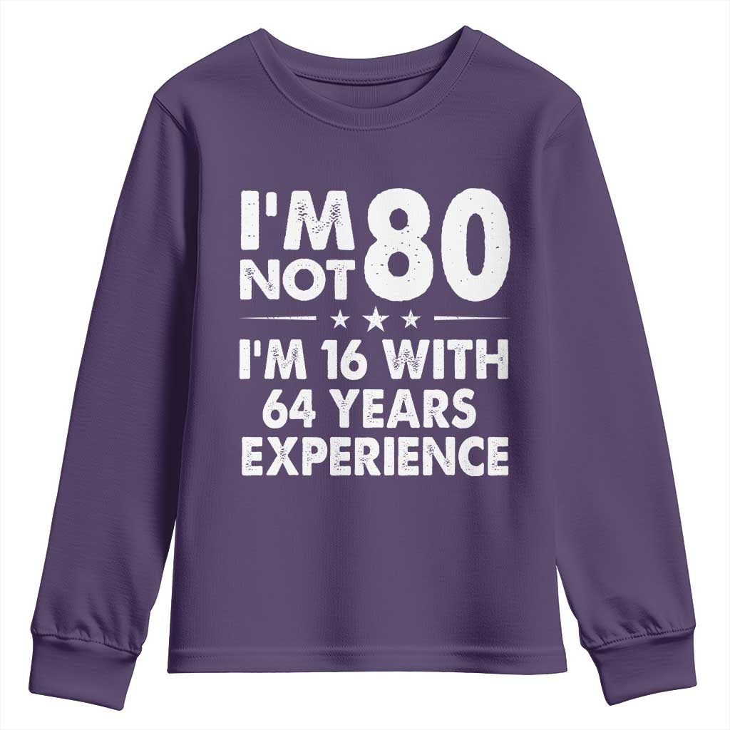 80th Birthday Youth Sweatshirt Funny Saying Retro Vintage 80 Year Old Gift TS10 Purple Print Your Wear