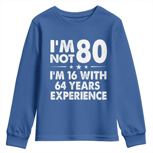 80th Birthday Youth Sweatshirt Funny Saying Retro Vintage 80 Year Old Gift TS10 Royal Blue Print Your Wear