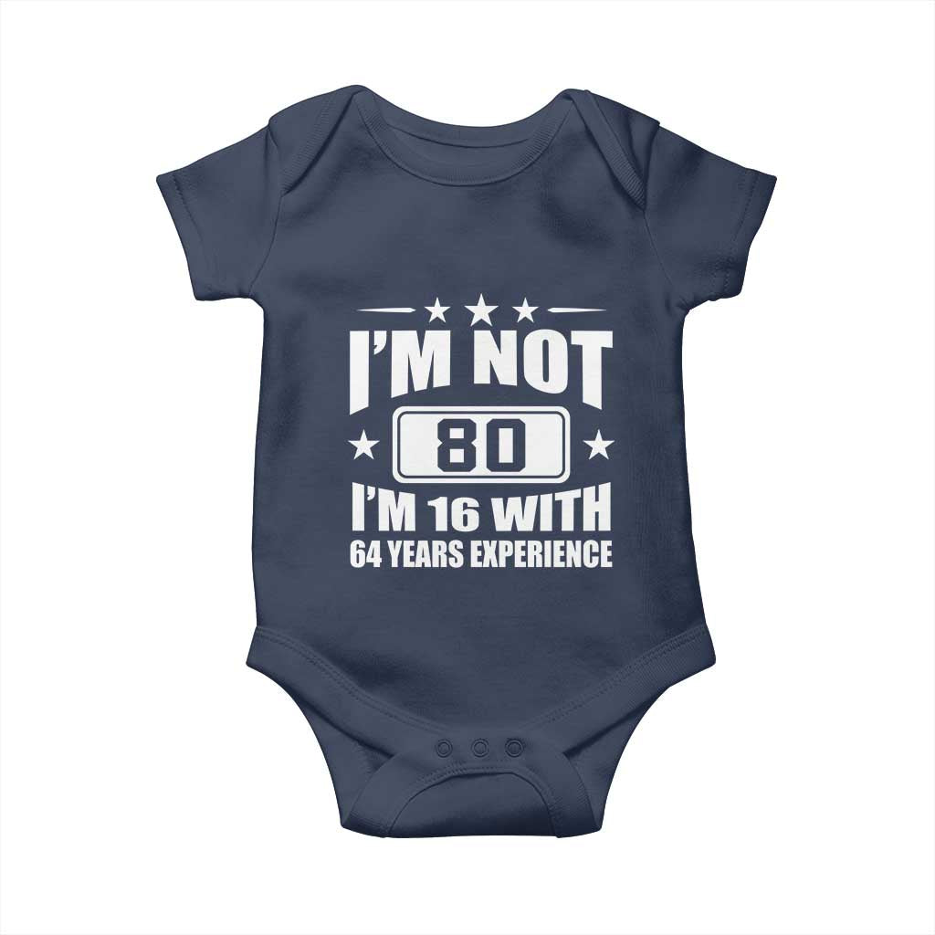 80th Birthday Baby Onesie Funny Saying 80 Year Old Gift TS10 Navy Print Your Wear