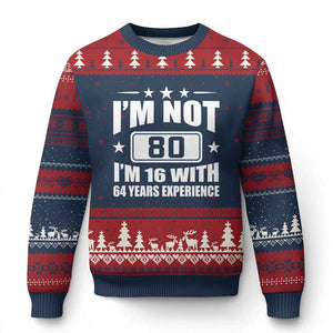 80th Birthday Ugly Christmas Sweater Funny Saying 80 Year Old Gift TS10 Navy Red Print Your Wear