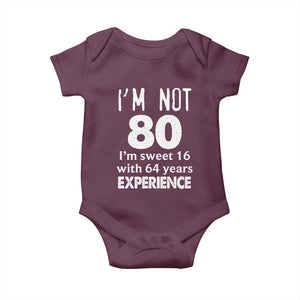 80th Birthday Baby Onesie Funny 80 Year Old Gift TS10 Maroon Print Your Wear