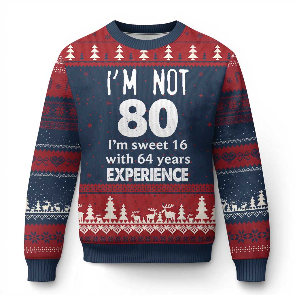 80th Birthday Ugly Christmas Sweater Funny 80 Year Old Gift TS10 Navy Red Print Your Wear