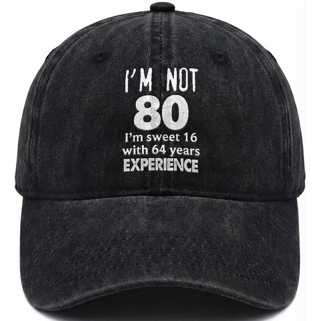 80th Birthday Washed Cotton Baseball Cap Funny 80 Year Old Gift TS10 Print Your Wear