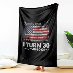 America Turns 250 I Turn 30 Throw Blanket Vintage 1996 30th Birthday 250th Anniversary USA 30 Year Old Gift