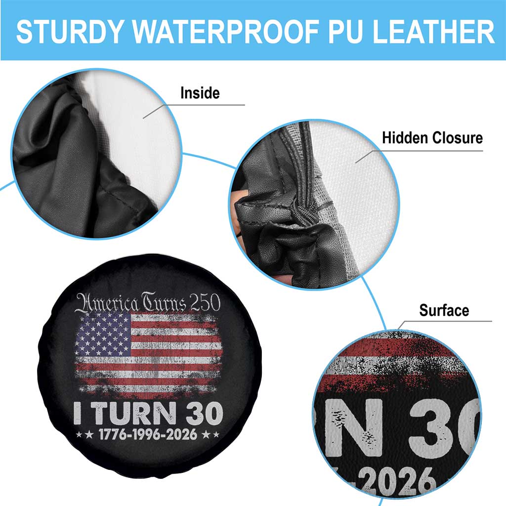 America Turns 250 I Turn 30 Spare Tire Cover Vintage 1996 30th Birthday 250th Anniversary USA 30 Year Old Gift