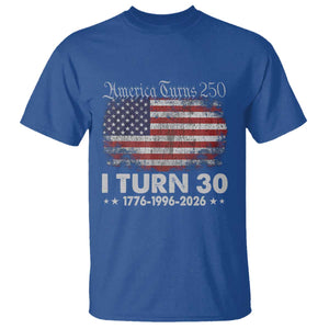 America Turns 250 I Turn 30 T Shirt Vintage 1996 30th Birthday 250th Anniversary USA 30 Year Old Gift
