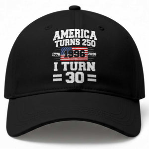 America Turns 250 I Turn 30 Baseball Cap Vintage 1996 30th Birthday 250th Anniversary USA Flag 30 Year Old Gift