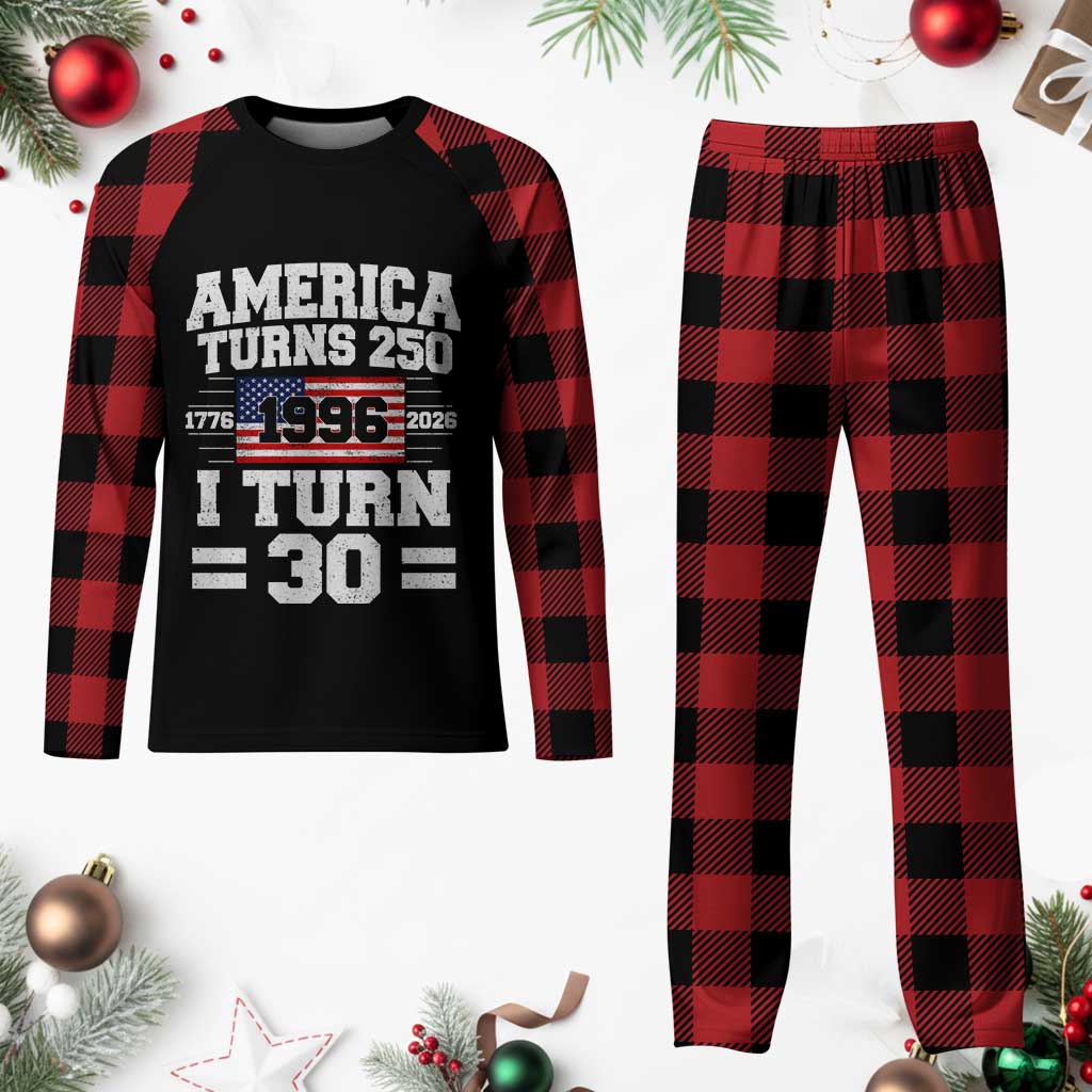 America Turns 250 I Turn 30 Plaid Pajama Set Vintage 1996 30th Birthday 250th Anniversary USA Flag 30 Year Old Gift TS10 Buffalo Plaid Print Your Wear
